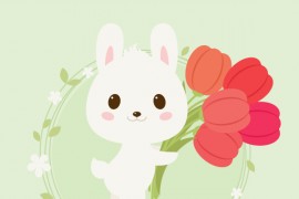 手把手教你绘制拿着郁金香的可爱兔子(图文教程)