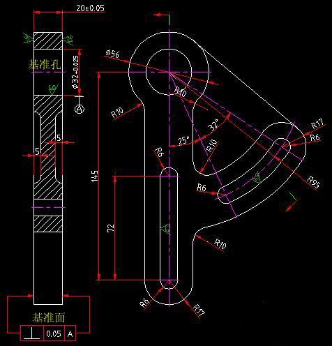 CAD机械制图的一般过程（图文教程）,零件图1.jpg,偏移,工具,零件,基线,基面,第1张