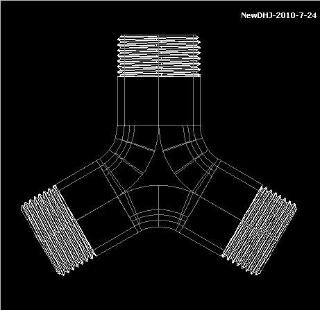 AutoCAD三维建模教程：三通管的制作过程（图文教程）,AutoCAD三维建模教程：三通管的制作过程_中国教程网,圆角,差集,一圆,阵列,螺纹,第11张