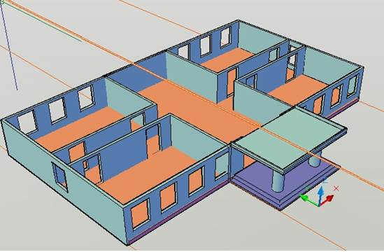 AutoCAD三维建筑模型建模（图文教程）,AutoCAD三维建筑模型建模,下图,矩形,拉伸,命令,门厅,第25张