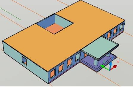 AutoCAD三维建筑模型建模（图文教程）,AutoCAD三维建筑模型建模,下图,矩形,拉伸,命令,门厅,第30张