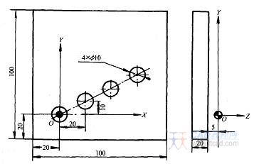 立式加工中心（FANUC-6M系统）钻等距孔程序的编制（图文教程） ...,立式加工中心（FANUC-6M系统）钻等距孔程序的编制,图文,第1张