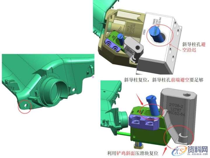 宝马汽车空调出风口产品 滑块上走斜滑块 滑块镶件强脱 遂道滑块抽芯结构解析 ...,结构,第4张