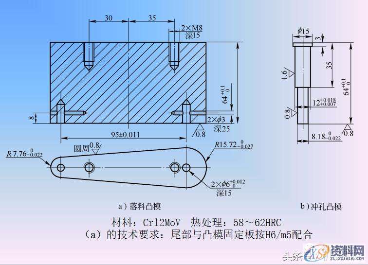 经典冲压模具设计实例讲解，配AutoCAD大图一、冲裁模设计与制造实例1．冲压件工艺性分析2．冲压工艺方案的确定3．主要设计计算4．模具总体设计5．主要零部件设计6．模具总装图二、拉深模设计与制造实例3．主要设计计算4．模具的总体设计5．主要零部件设计,经典冲压模具设计实例讲解，配AutoCAD大图「PPT」,卸料,冲压,模具,设计,零件,第8张